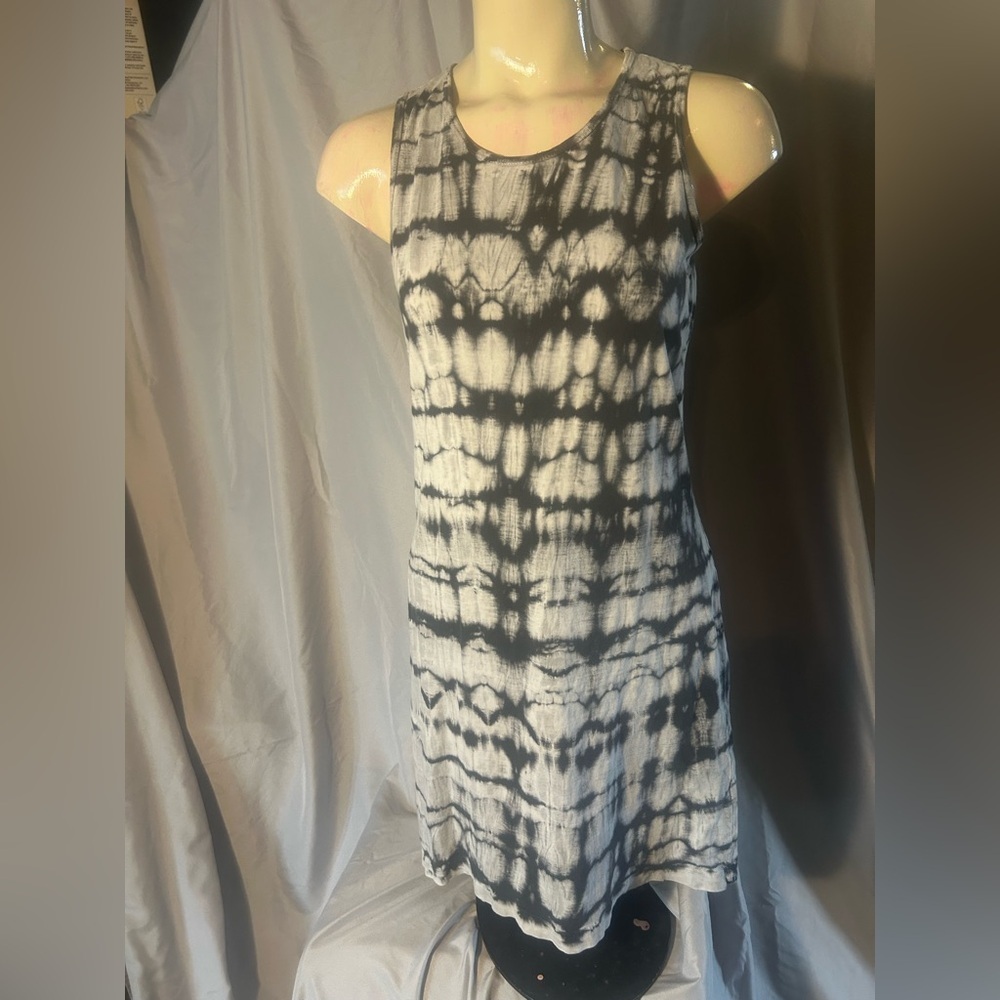 Current/Elliott Gray and White Tie-Dye Dress
